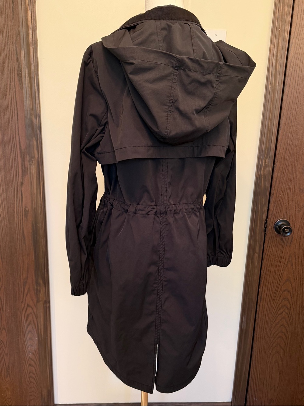 Banana Republic Black Hooded Drawstring Trench Coat - Picture 5 of 12
